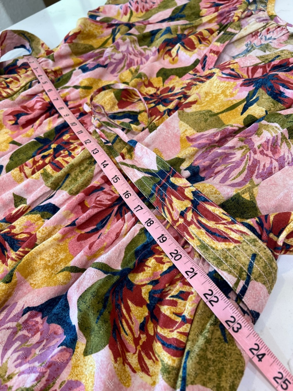 Terra & Sky Floral Puff Sleeve Midi Dress 3X Belted V Neck - Picture 9 of 11
